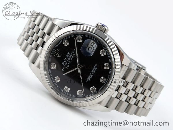 DateJust 36 126234 APF 1:1 Best Edition 904L Steel Black Diamonds Dial on SS Jubilee Bracelet VR3235