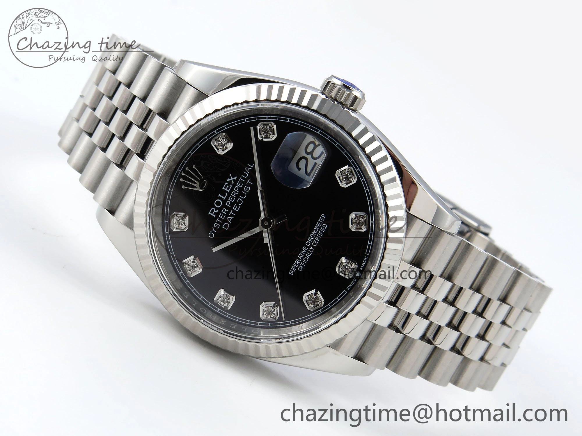 DateJust 36 126234 APF 1:1 Best Edition 904L Steel Black Diamonds Dial on SS Jubilee Bracelet VR3235