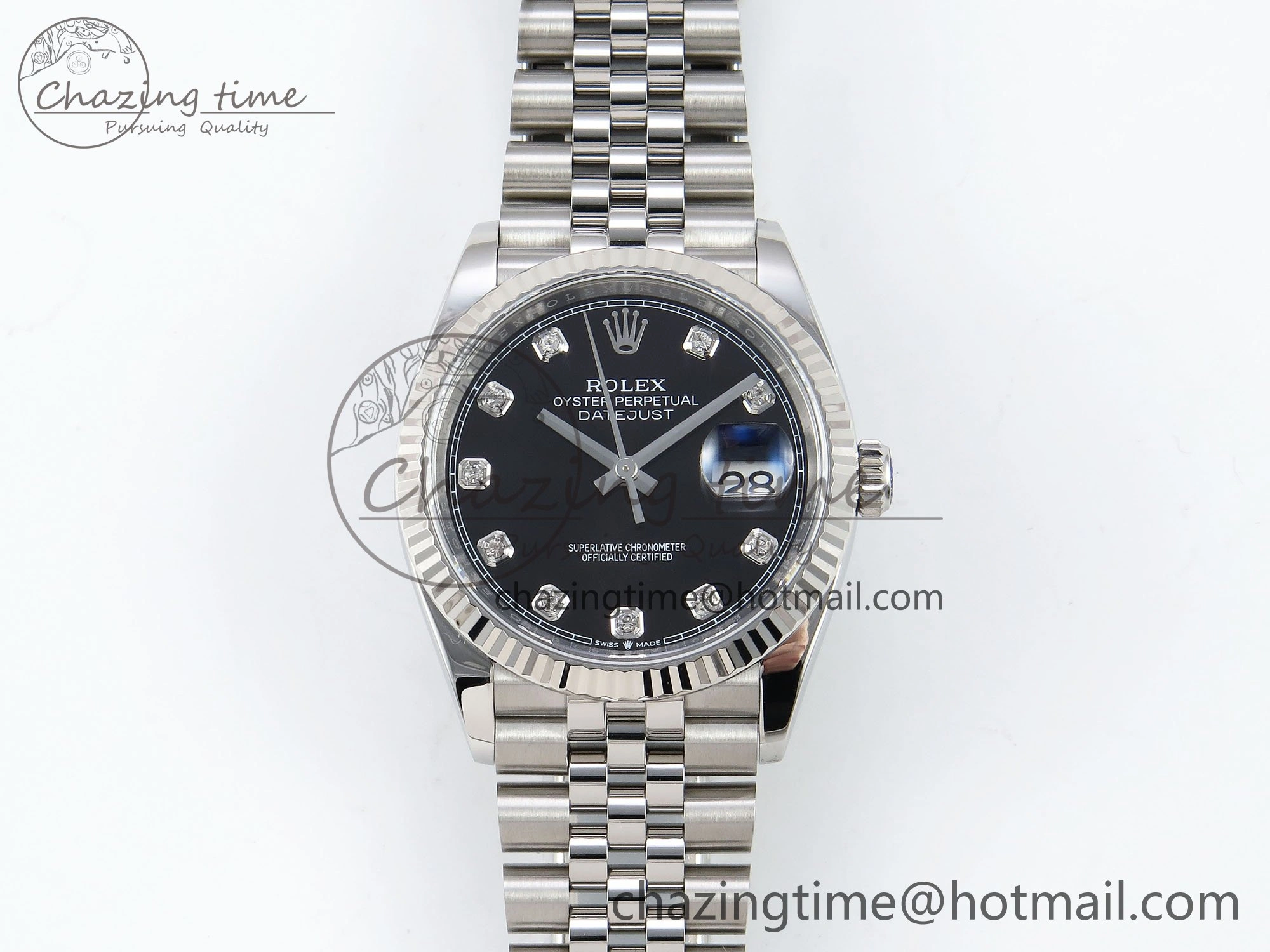 DateJust 36 126234 APF 1:1 Best Edition 904L Steel Black Diamonds Dial on SS Jubilee Bracelet VR3235