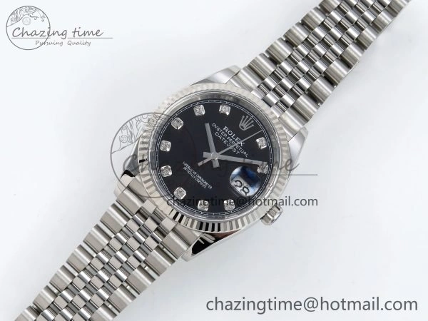 DateJust 36 126234 APF 1:1 Best Edition 904L Steel Black Diamonds Dial on SS Jubilee Bracelet VR3235