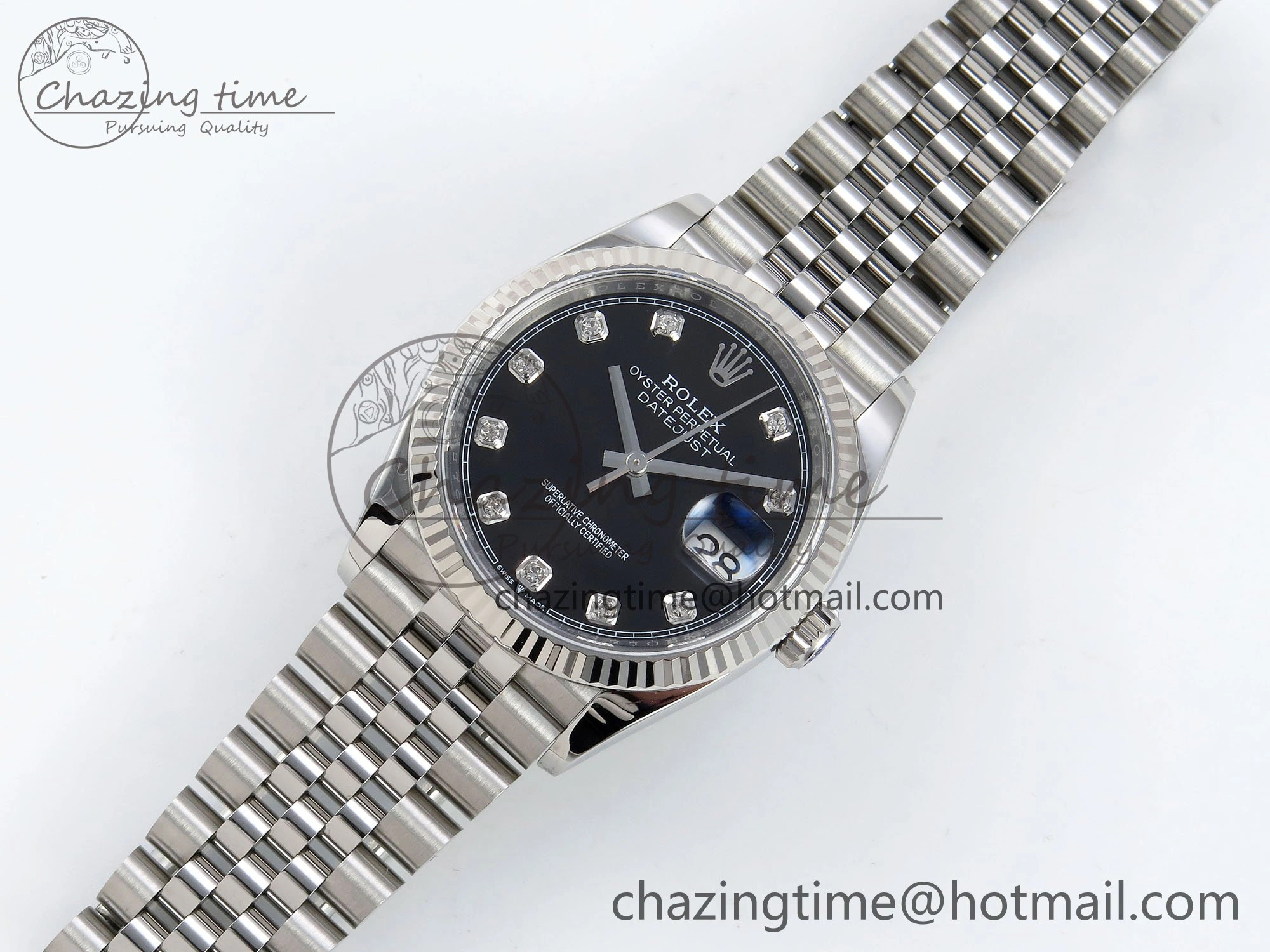 DateJust 36 126234 APF 1:1 Best Edition 904L Steel Black Diamonds Dial on SS Jubilee Bracelet VR3235