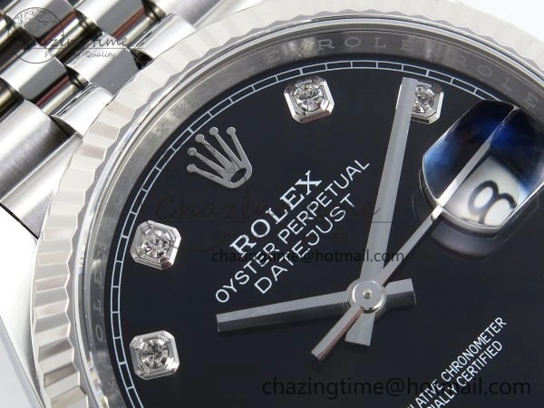 DateJust 36 126234 APF 1:1 Best Edition 904L Steel Black Diamonds Dial on SS Jubilee Bracelet VR3235