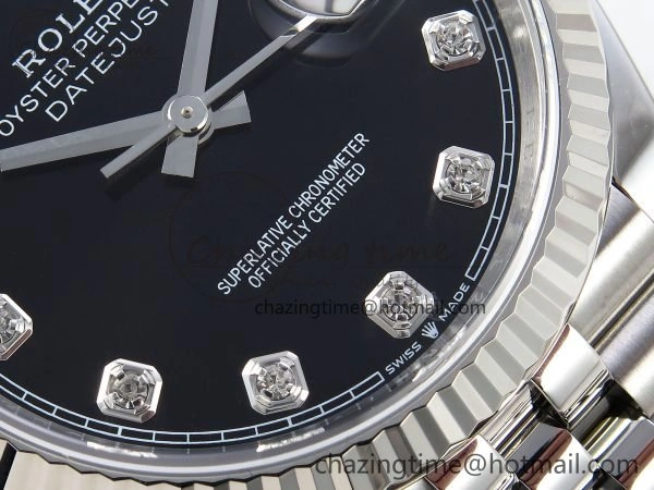 DateJust 36 126234 APF 1:1 Best Edition 904L Steel Black Diamonds Dial on SS Jubilee Bracelet VR3235