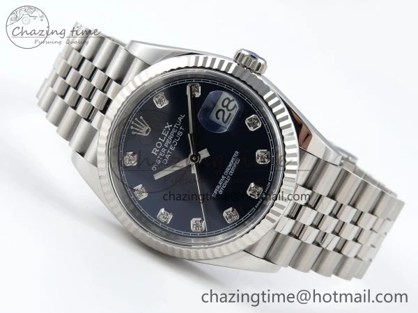 DateJust 36 126234 APF 1:1 Best Edition 904L Steel Blue Diamonds Dial on SS Jubilee Bracelet VR3235