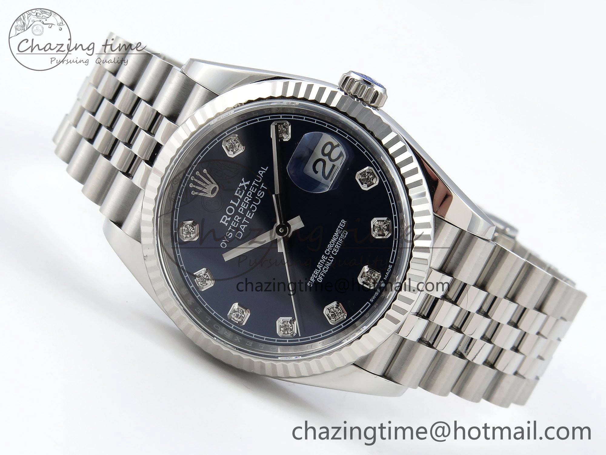 DateJust 36 126234 APF 1:1 Best Edition 904L Steel Blue Diamonds Dial on SS Jubilee Bracelet VR3235