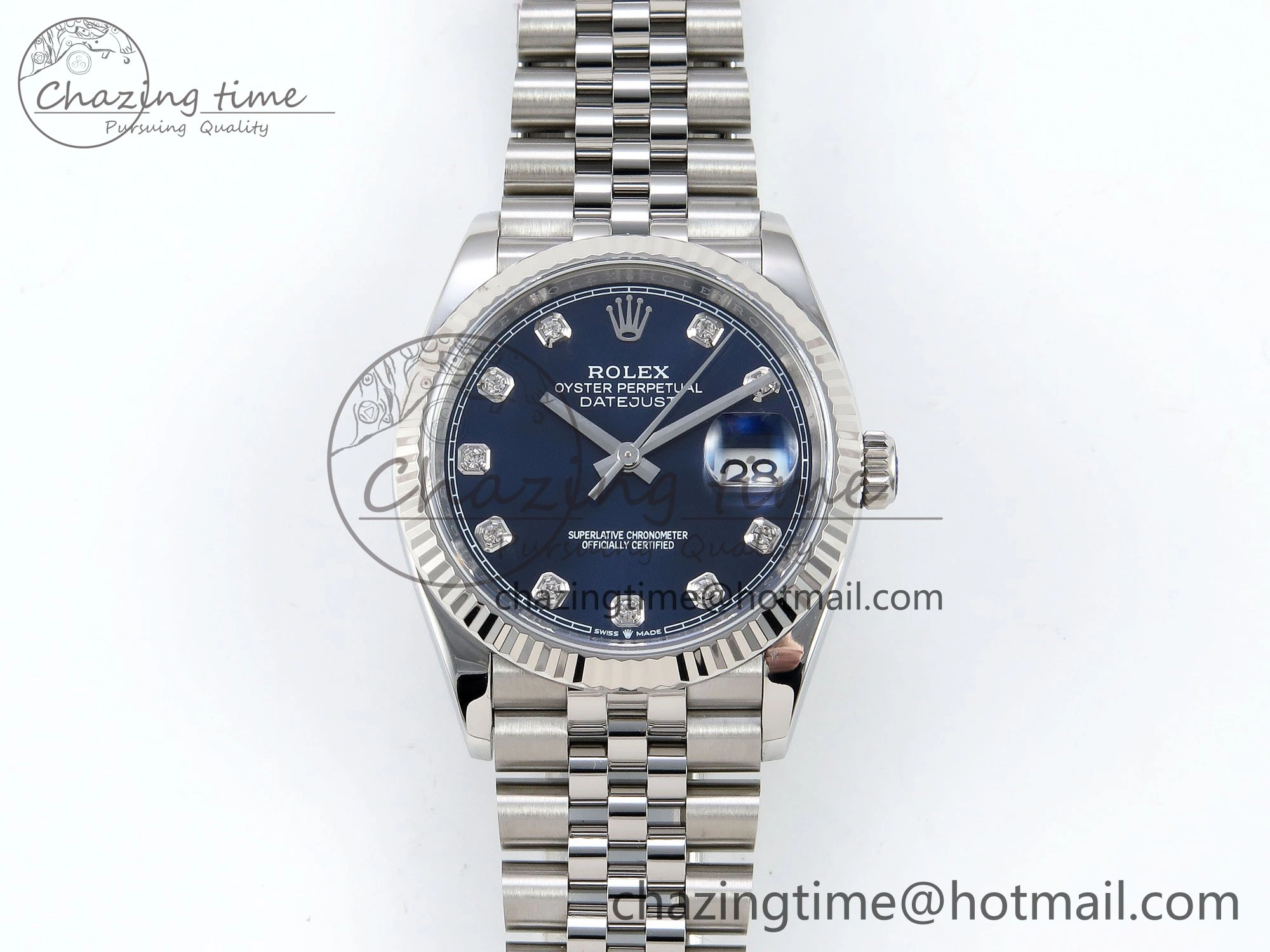 DateJust 36 126234 APF 1:1 Best Edition 904L Steel Blue Diamonds Dial on SS Jubilee Bracelet VR3235
