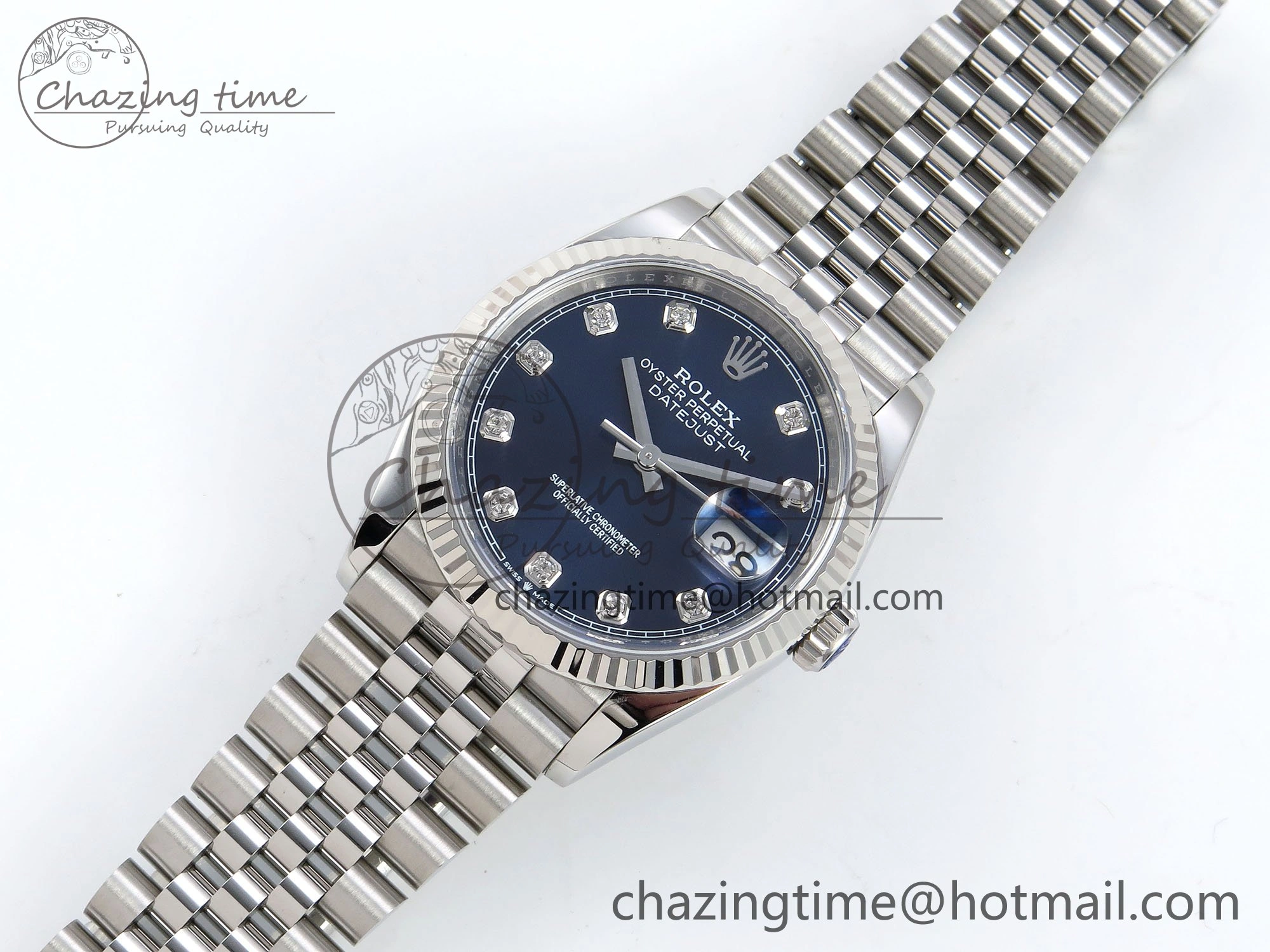 DateJust 36 126234 APF 1:1 Best Edition 904L Steel Blue Diamonds Dial on SS Jubilee Bracelet VR3235