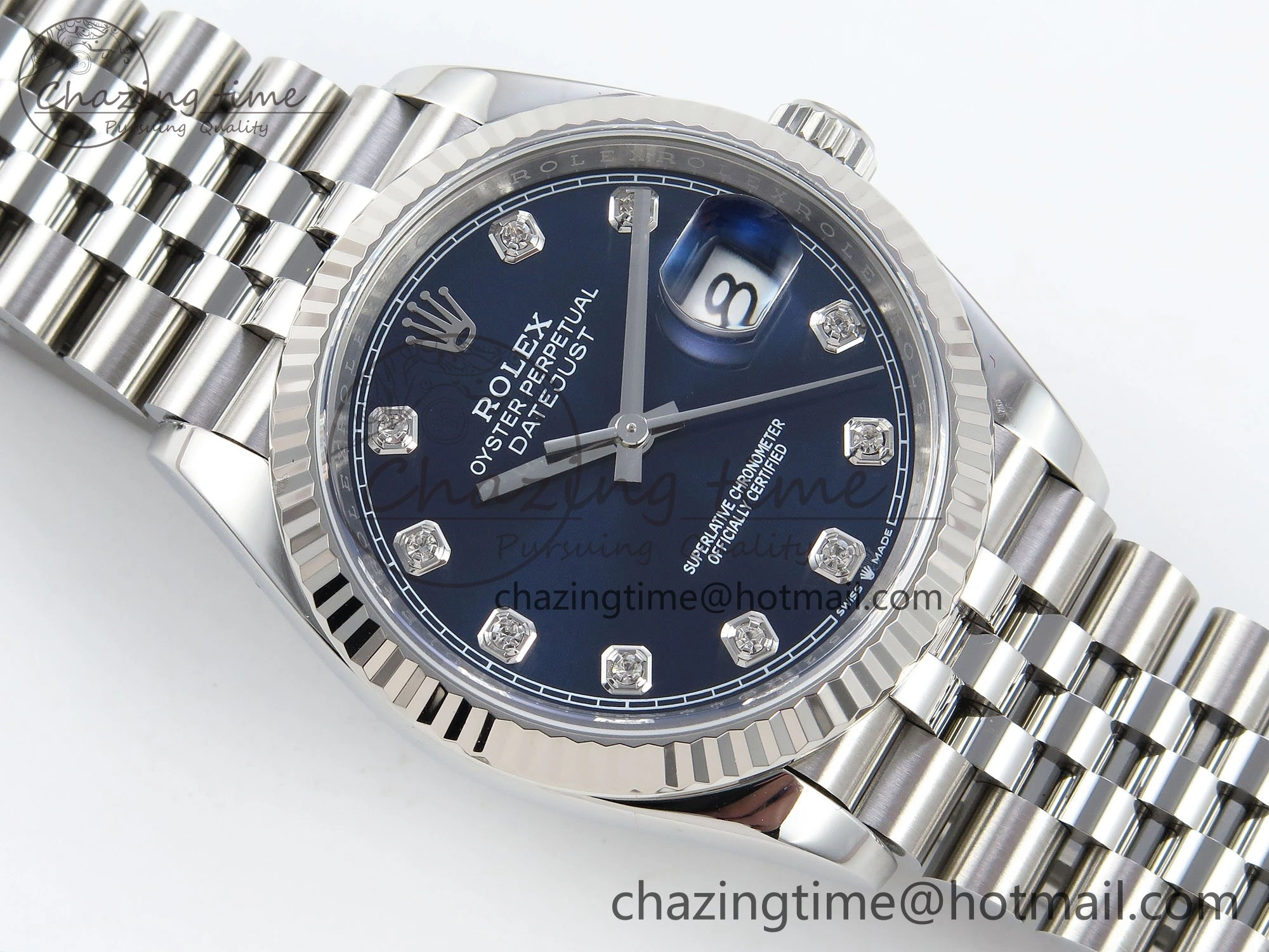 DateJust 36 126234 APF 1:1 Best Edition 904L Steel Blue Diamonds Dial on SS Jubilee Bracelet VR3235