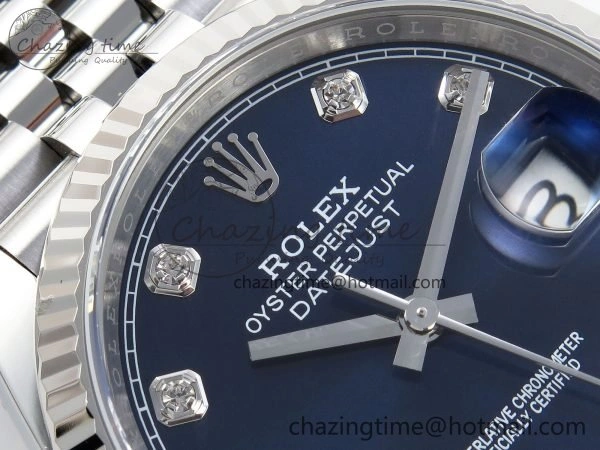 DateJust 36 126234 APF 1:1 Best Edition 904L Steel Blue Diamonds Dial on SS Jubilee Bracelet VR3235
