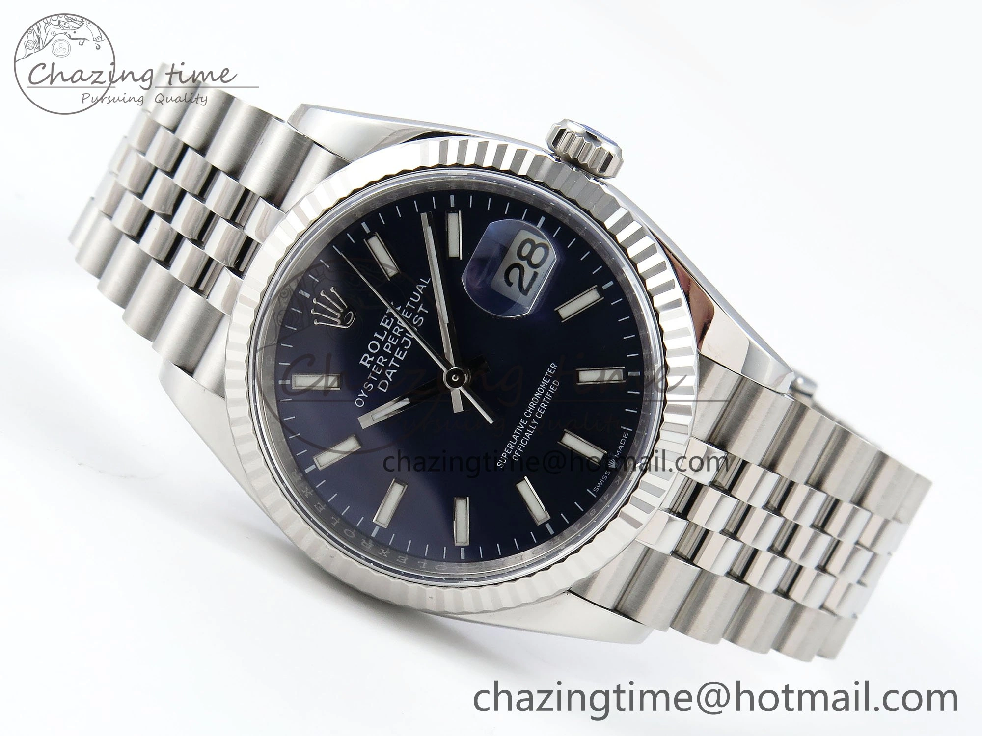 DateJust 36 126234 APF 1:1 Best Edition 904L Steel Blue Sitck Dial on SS Jubilee Bracelet VR3235