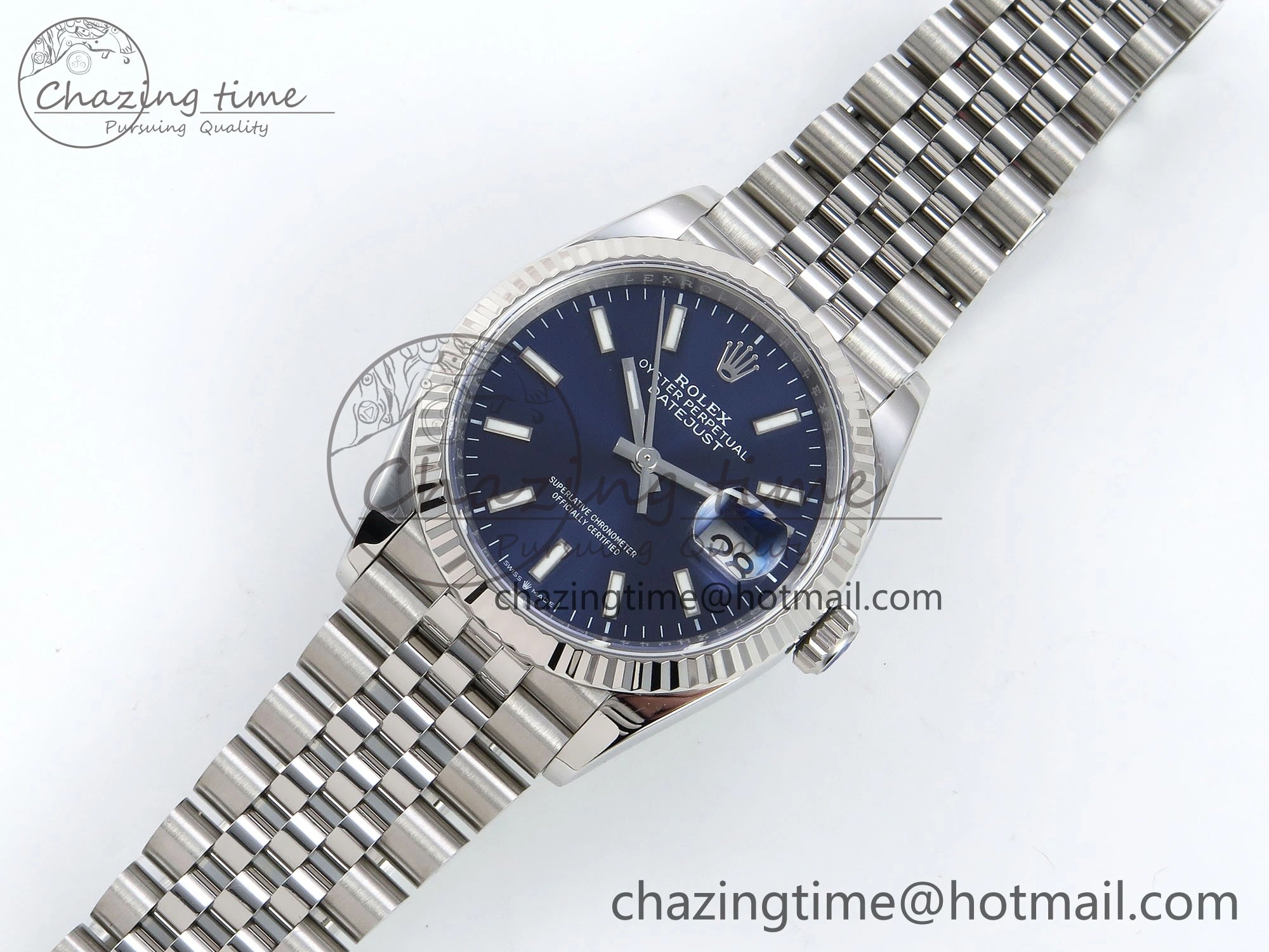DateJust 36 126234 APF 1:1 Best Edition 904L Steel Blue Sitck Dial on SS Jubilee Bracelet VR3235