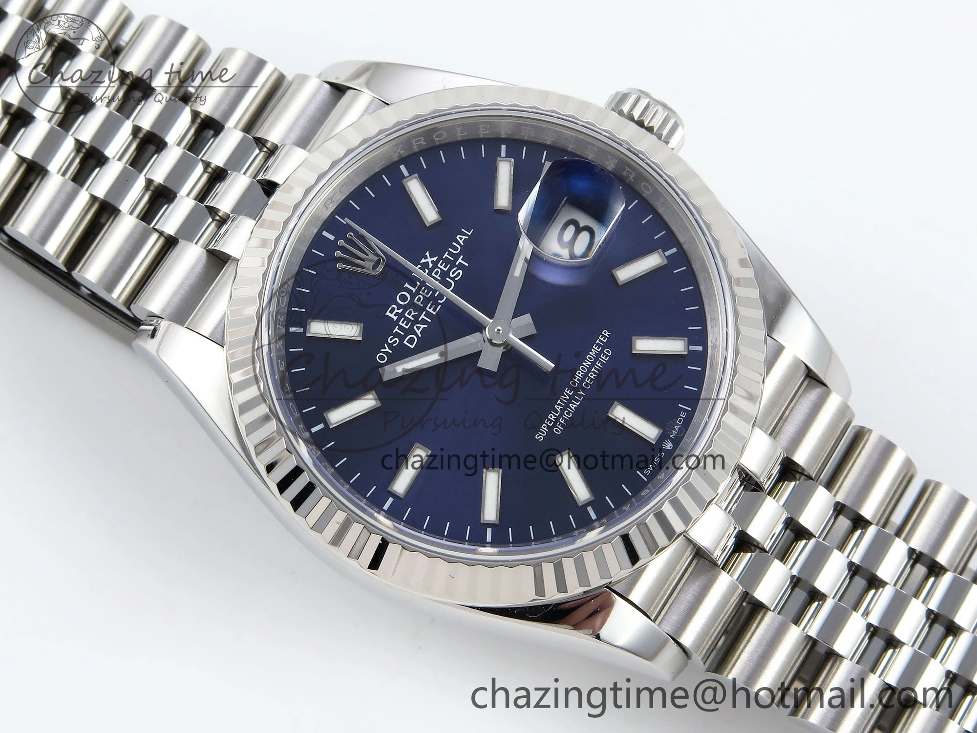 DateJust 36 126234 APF 1:1 Best Edition 904L Steel Blue Sitck Dial on SS Jubilee Bracelet VR3235