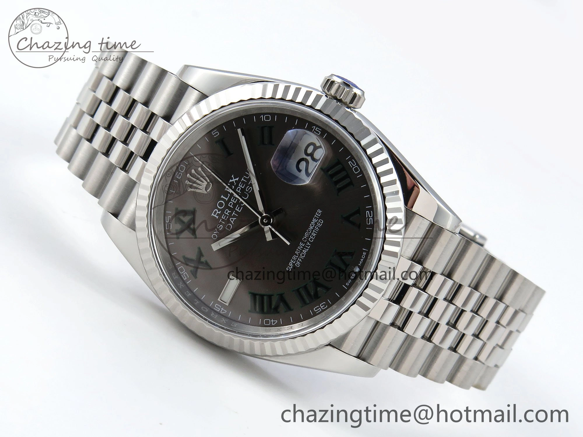 DateJust 36 126234 APF 1:1 Best Edition 904L Steel Gray Dial Green Roman on SS Jubilee Bracelet VR3235