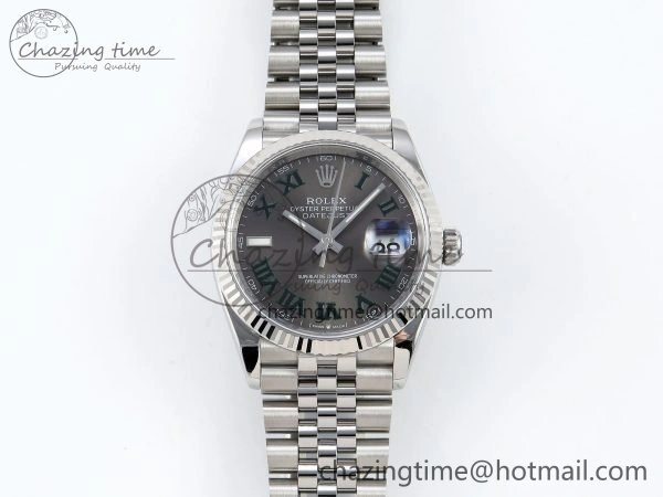 DateJust 36 126234 APF 1:1 Best Edition 904L Steel Gray Dial Green Roman on SS Jubilee Bracelet VR3235