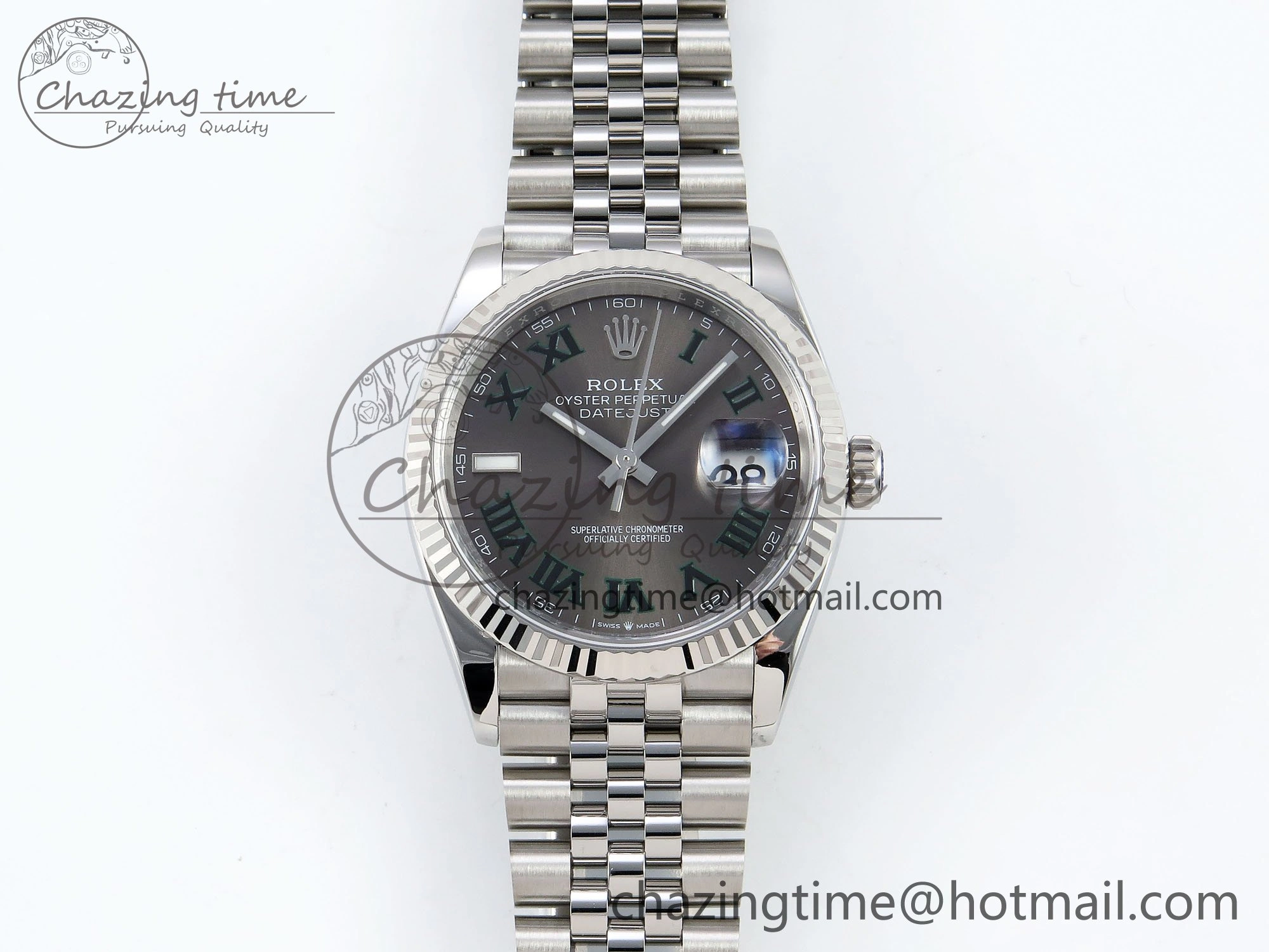 DateJust 36 126234 APF 1:1 Best Edition 904L Steel Gray Dial Green Roman on SS Jubilee Bracelet VR3235