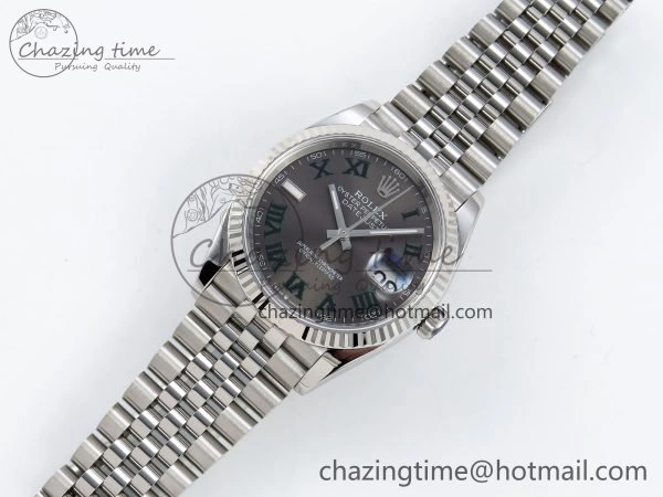 DateJust 36 126234 APF 1:1 Best Edition 904L Steel Gray Dial Green Roman on SS Jubilee Bracelet VR3235