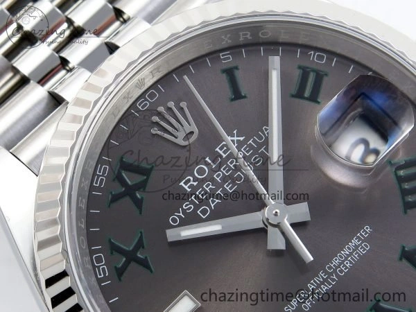 DateJust 36 126234 APF 1:1 Best Edition 904L Steel Gray Dial Green Roman on SS Jubilee Bracelet VR3235