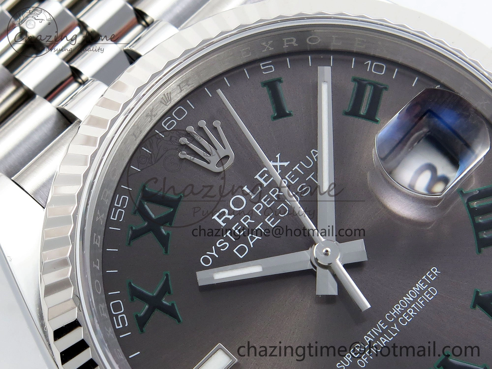 DateJust 36 126234 APF 1:1 Best Edition 904L Steel Gray Dial Green Roman on SS Jubilee Bracelet VR3235