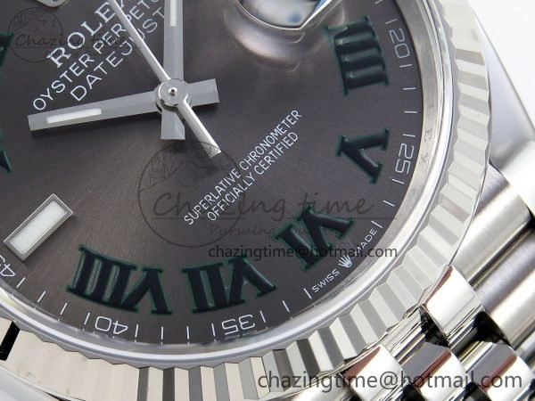 DateJust 36 126234 APF 1:1 Best Edition 904L Steel Gray Dial Green Roman on SS Jubilee Bracelet VR3235