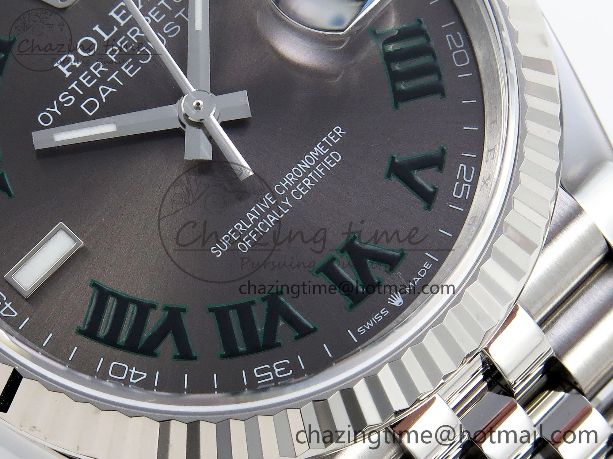 DateJust 36 126234 APF 1:1 Best Edition 904L Steel Gray Dial Green Roman on SS Jubilee Bracelet VR3235