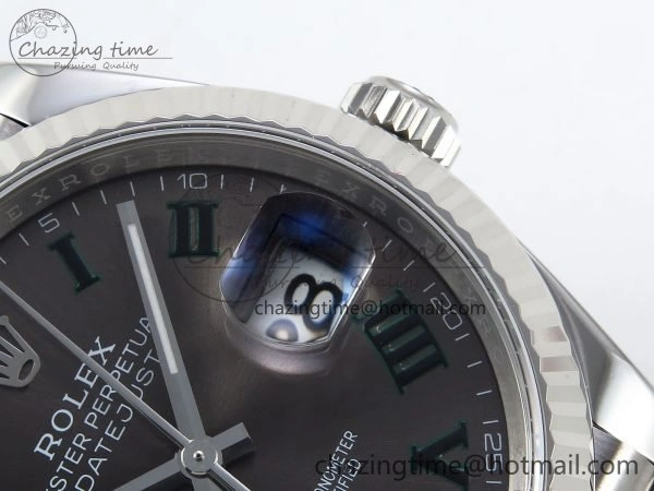 DateJust 36 126234 APF 1:1 Best Edition 904L Steel Gray Dial Green Roman on SS Jubilee Bracelet VR3235