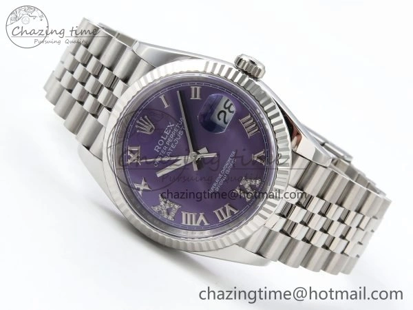 DateJust 36 126234 APF 1:1 Best Edition 904L Steel Purple Diamond Roman Dial on Jubilee Bracelet VR3235