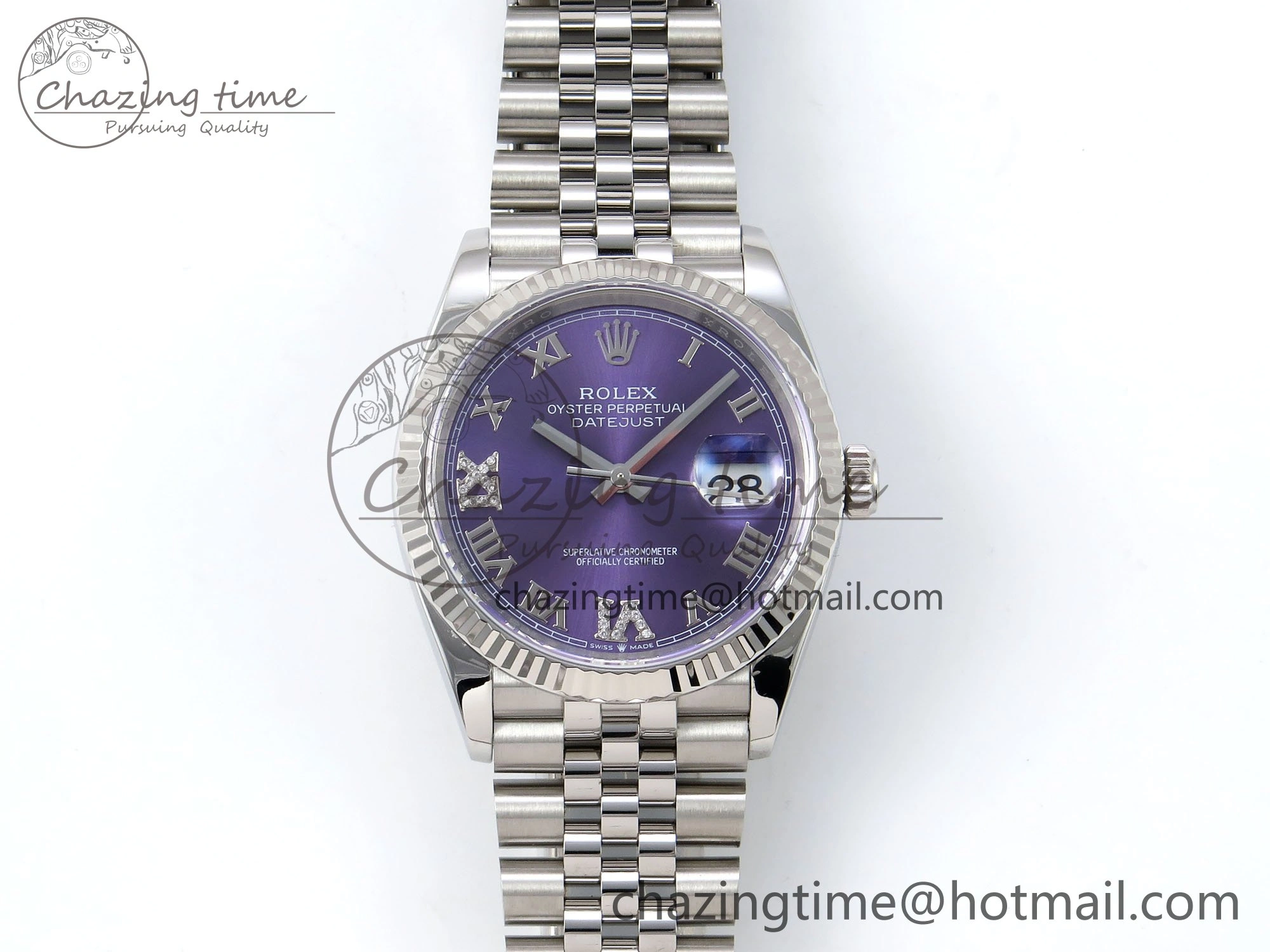 DateJust 36 126234 APF 1:1 Best Edition 904L Steel Purple Diamond Roman Dial on Jubilee Bracelet VR3235