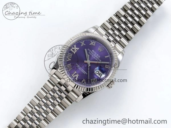 DateJust 36 126234 APF 1:1 Best Edition 904L Steel Purple Diamond Roman Dial on Jubilee Bracelet VR3235
