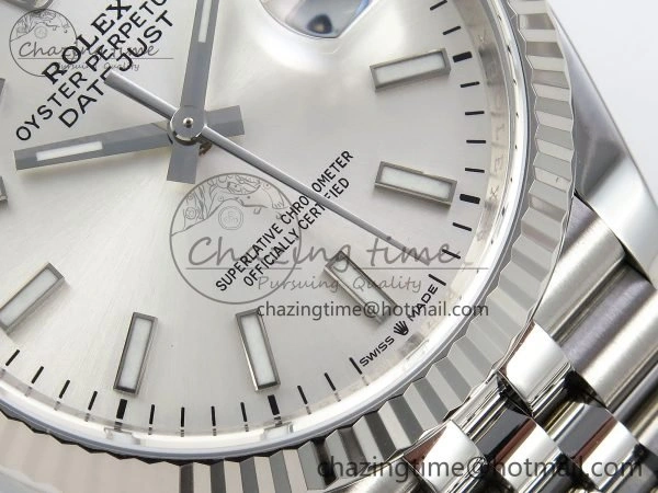 DateJust 36 126234 APF 1:1 Best Edition 904L Steel Silver Sitck Dial on SS Jubilee Bracelet VR3235
