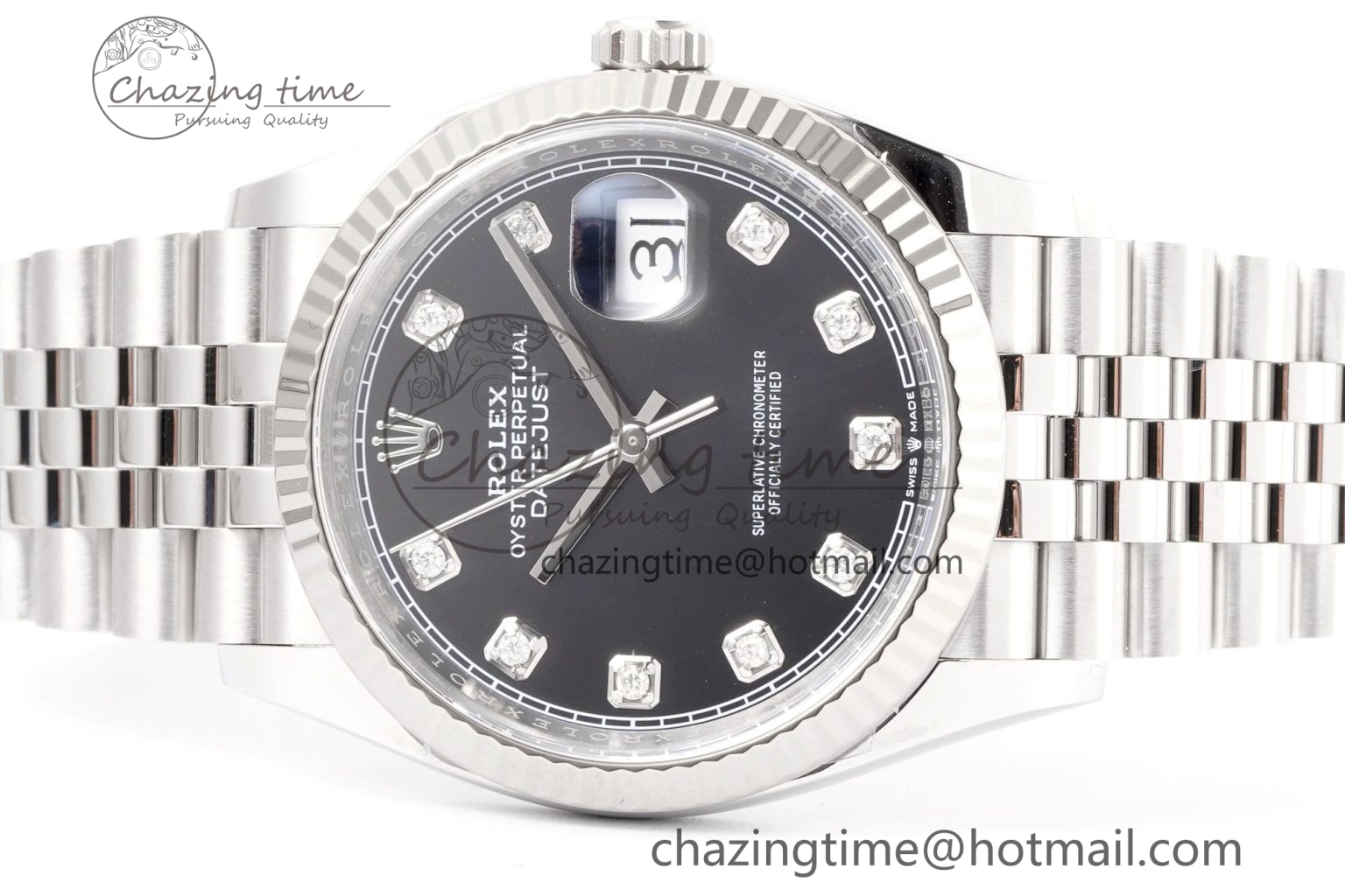 DateJust 36 126234 Clean 1:1 Best Edition 904L Steel Black Diamonds Dial on Jubilee Bracelet VR3235