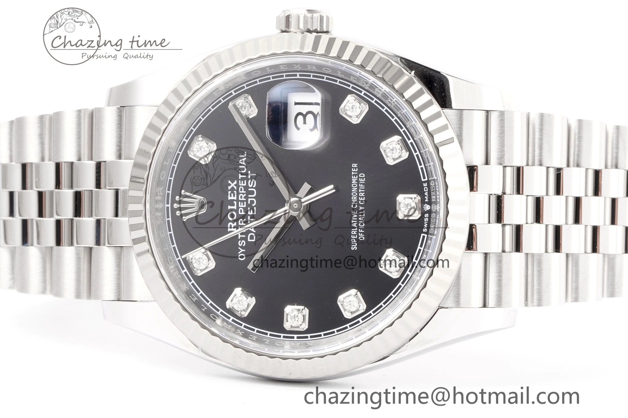 DateJust 36 126234 Clean 1:1 Best Edition 904L Steel Black Diamonds Dial on Jubilee Bracelet VR3235