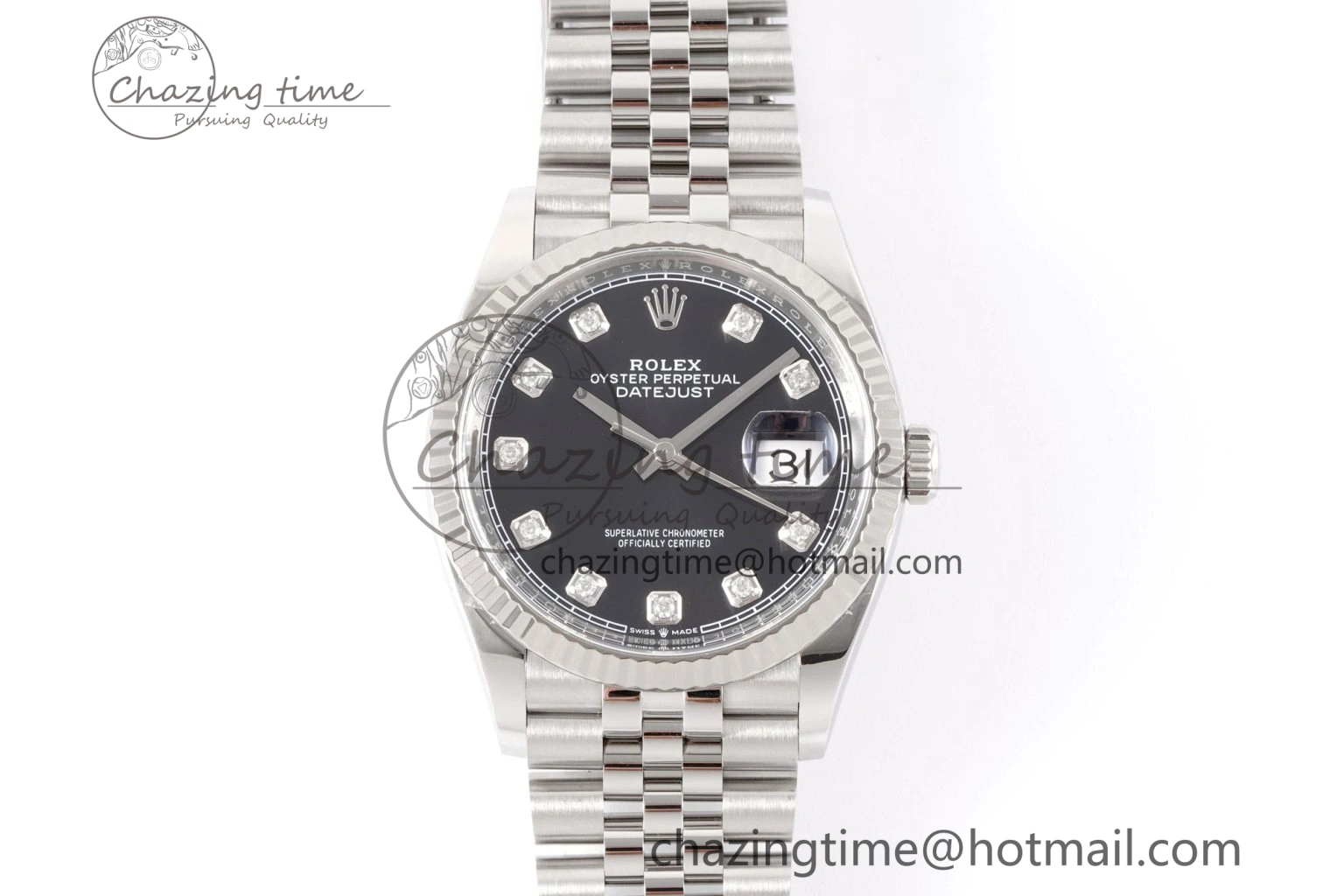 DateJust 36 126234 Clean 1:1 Best Edition 904L Steel Black Diamonds Dial on Jubilee Bracelet VR3235