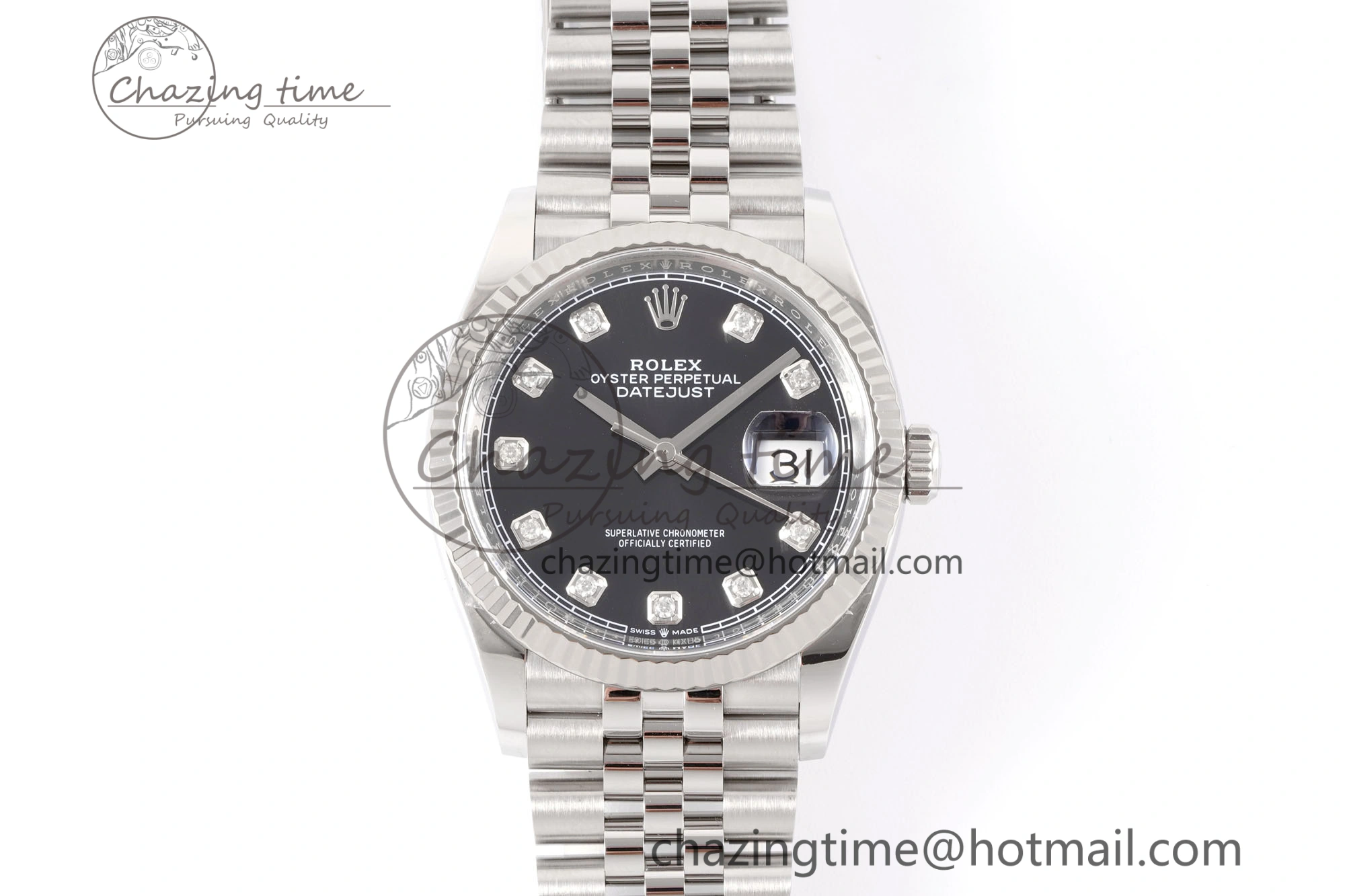 DateJust 36 126234 Clean 1:1 Best Edition 904L Steel Black Diamonds Dial on Jubilee Bracelet VR3235