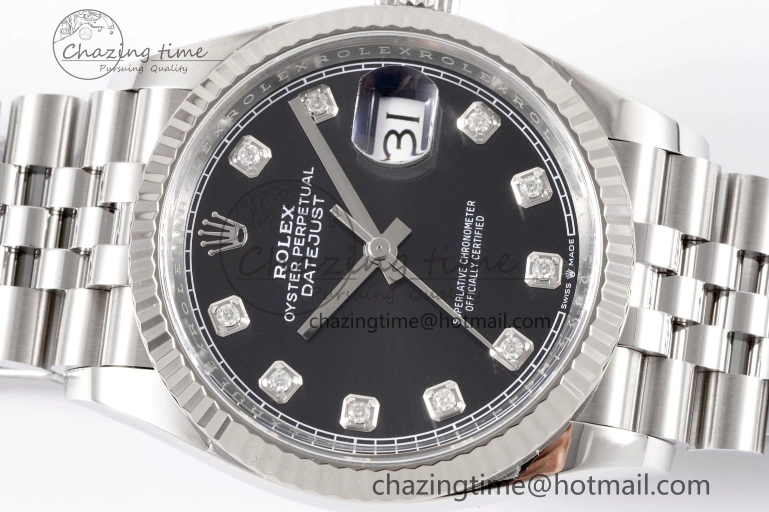 DateJust 36 126234 Clean 1:1 Best Edition 904L Steel Black Diamonds Dial on Jubilee Bracelet VR3235
