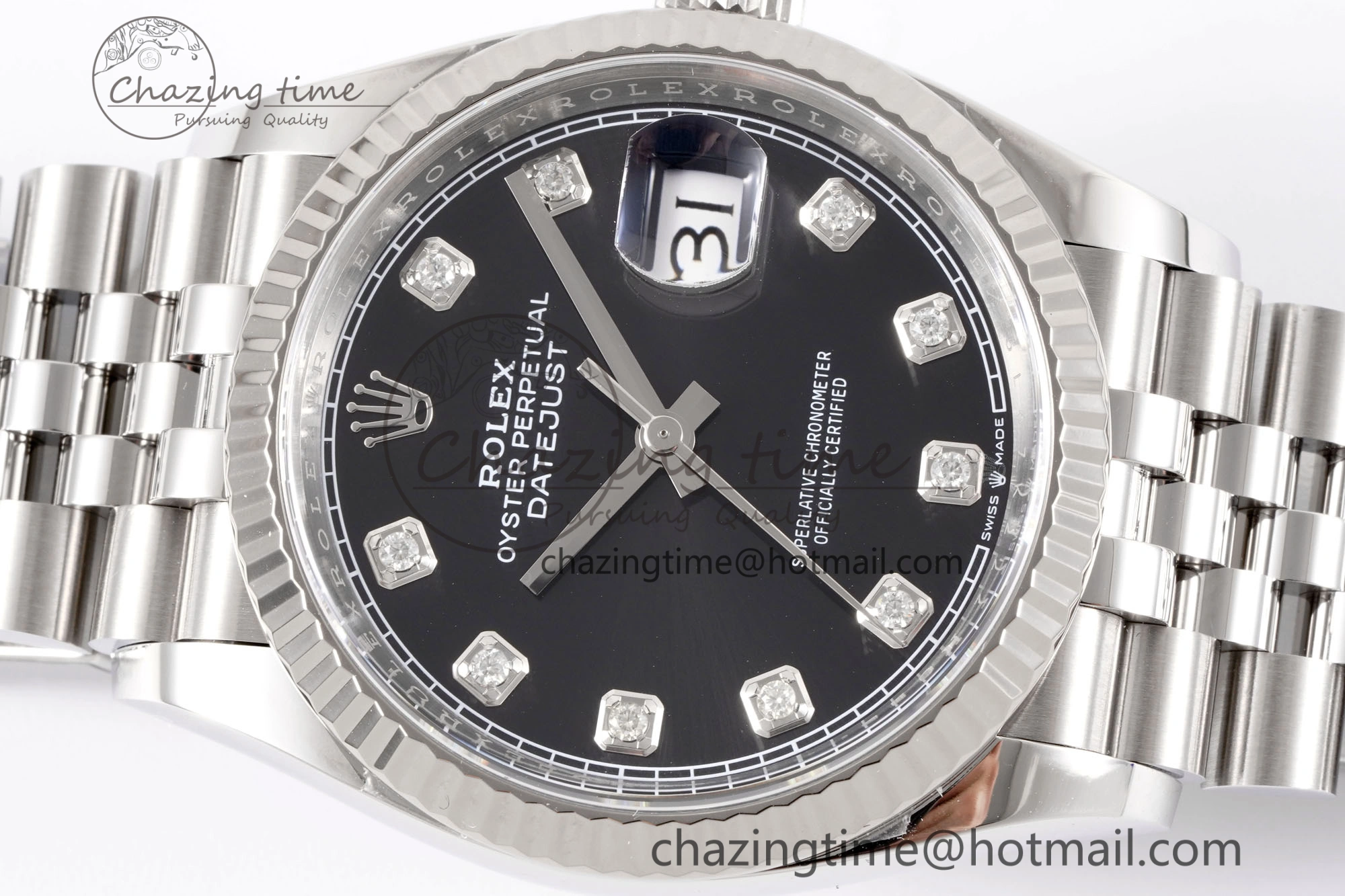 DateJust 36 126234 Clean 1:1 Best Edition 904L Steel Black Diamonds Dial on Jubilee Bracelet VR3235