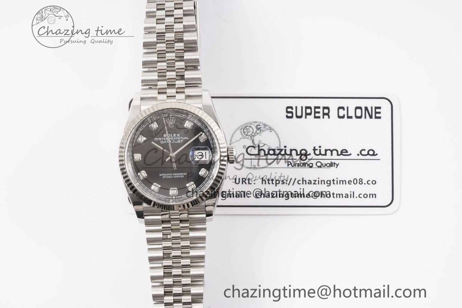 DateJust 36 126234 Clean 1:1 Best Edition 904L Steel Black Diamonds Dial on Jubilee Bracelet VR3235