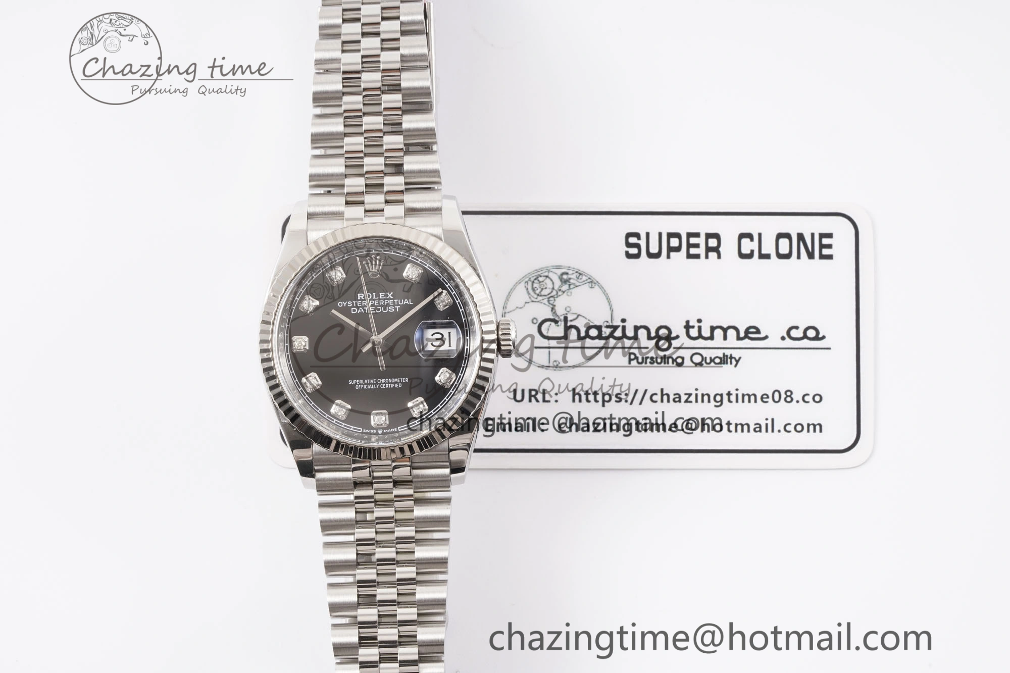 DateJust 36 126234 Clean 1:1 Best Edition 904L Steel Black Diamonds Dial on Jubilee Bracelet VR3235