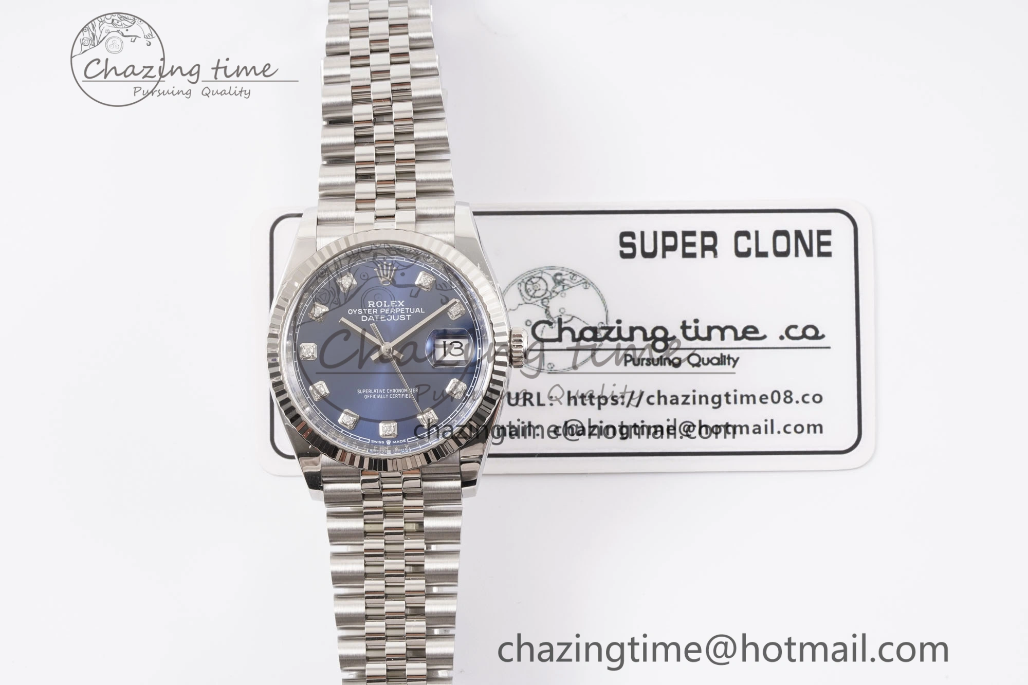 DateJust 36 126234 Clean 1:1 Best Edition 904L Steel Blue Diamonds Dial on Jubilee Bracelet VR3235
