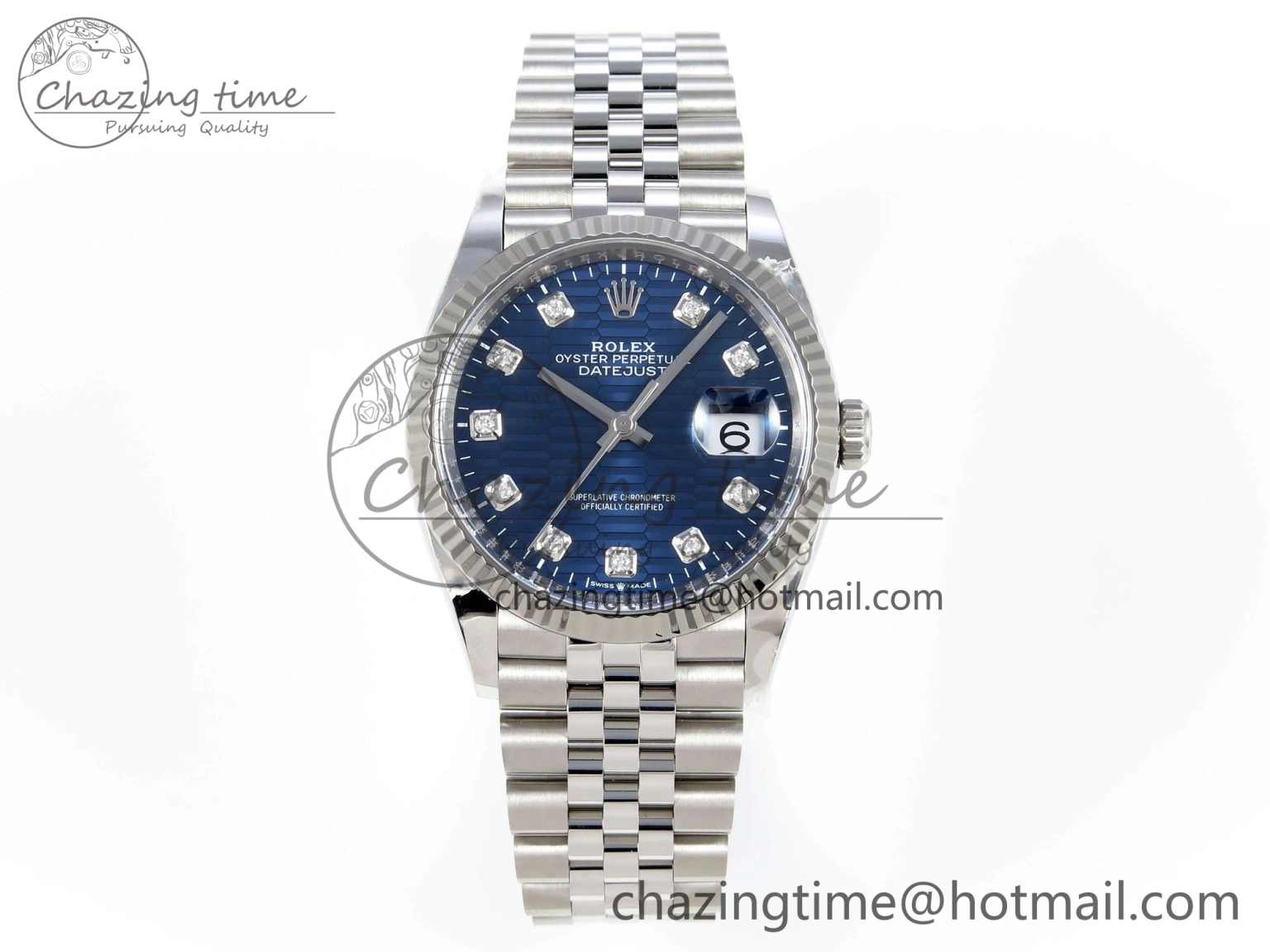 DateJust 36 126234 Clean 1:1 Best Edition 904L Steel Blue Textured Diamonds Dial on Jubilee Bracelet VR3235