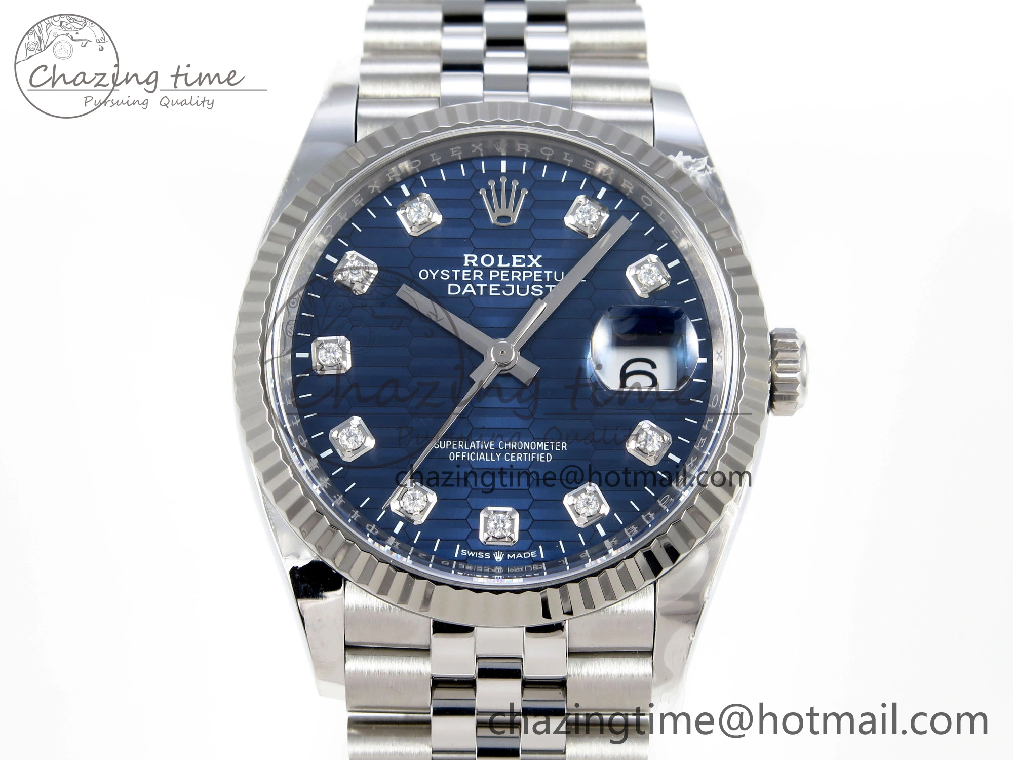 DateJust 36 126234 Clean 1:1 Best Edition 904L Steel Blue Textured Diamonds Dial on Jubilee Bracelet VR3235