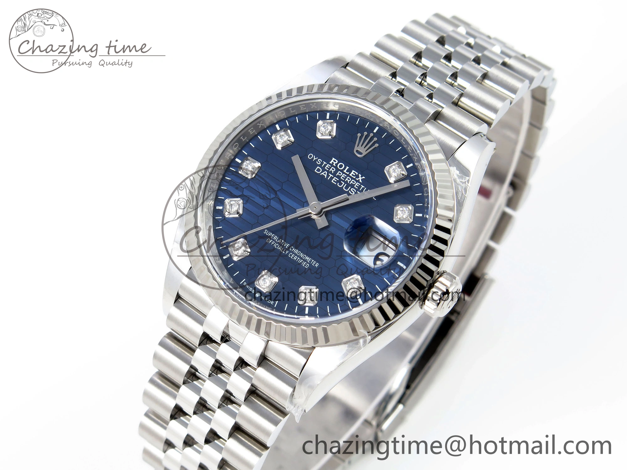 DateJust 36 126234 Clean 1:1 Best Edition 904L Steel Blue Textured Diamonds Dial on Jubilee Bracelet VR3235