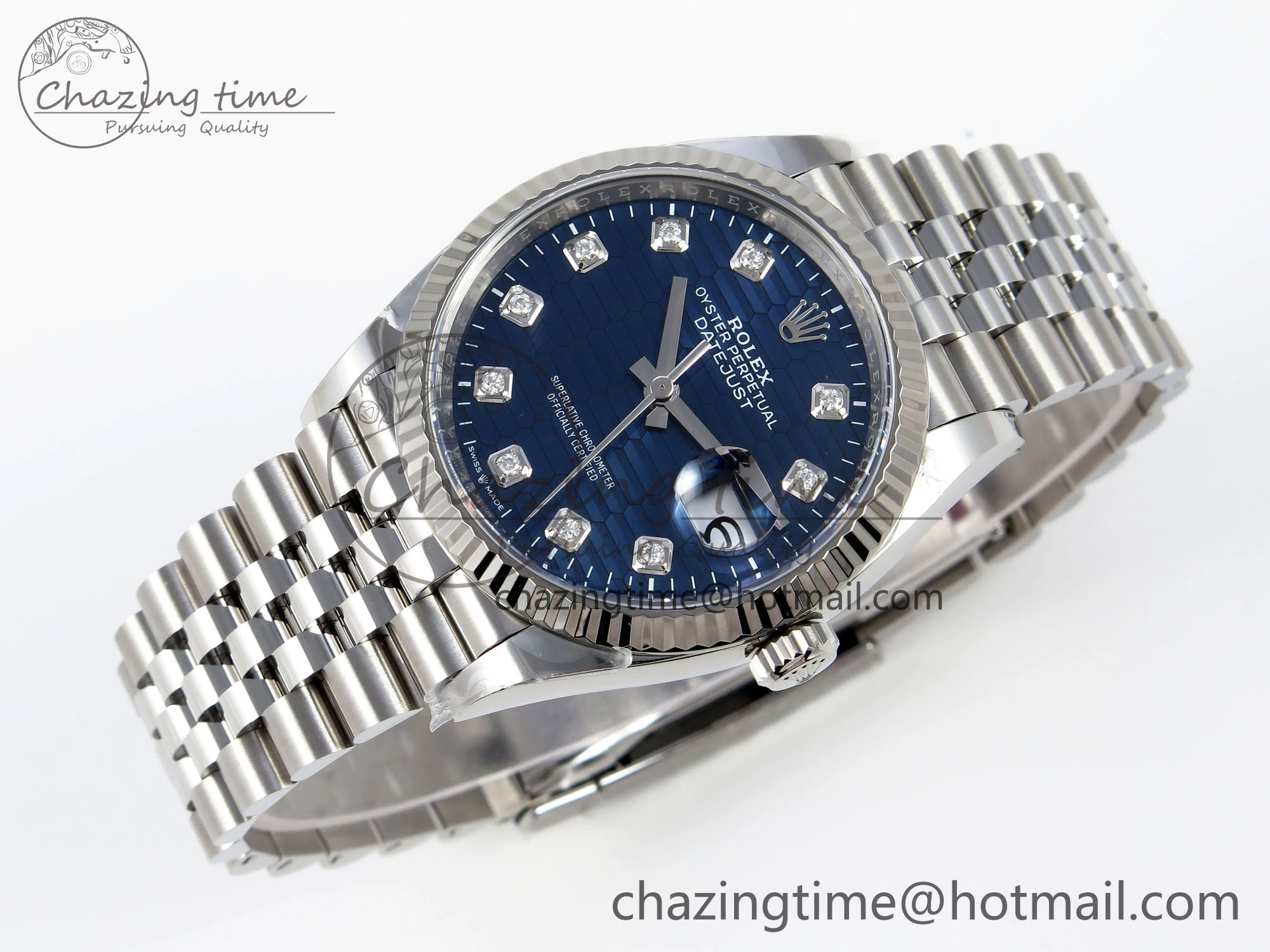 DateJust 36 126234 Clean 1:1 Best Edition 904L Steel Blue Textured Diamonds Dial on Jubilee Bracelet VR3235