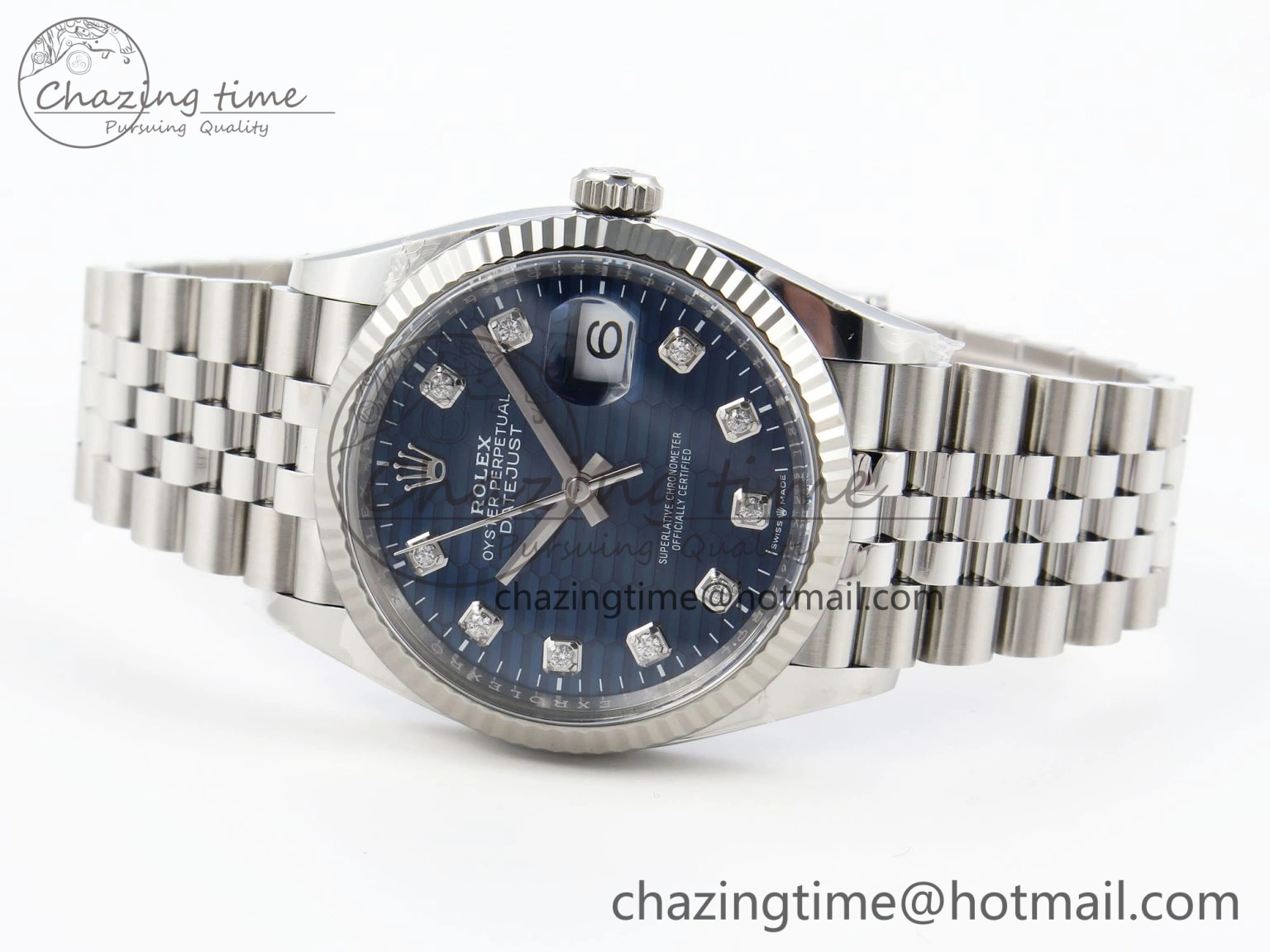 DateJust 36 126234 Clean 1:1 Best Edition 904L Steel Blue Textured Diamonds Dial on Jubilee Bracelet VR3235