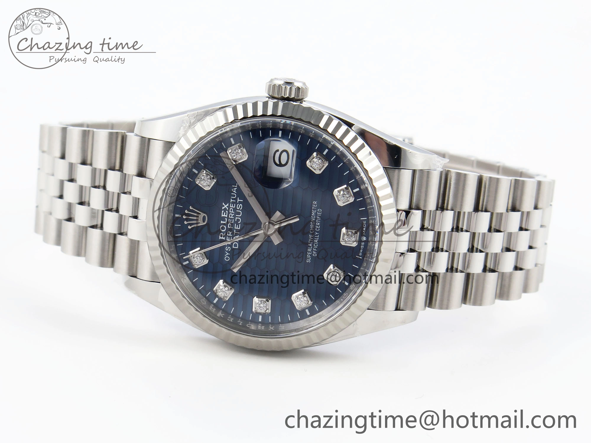 DateJust 36 126234 Clean 1:1 Best Edition 904L Steel Blue Textured Diamonds Dial on Jubilee Bracelet VR3235