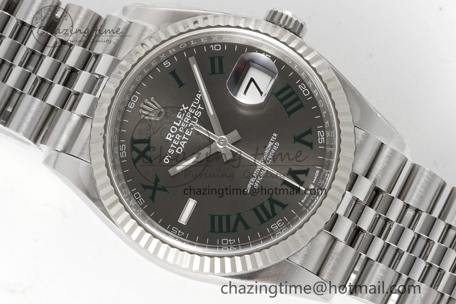 DateJust 36 126234 Clean 1:1 Best Edition 904L Steel Gray Dial Green Roman Markers on Jubilee Bracelet VR3235