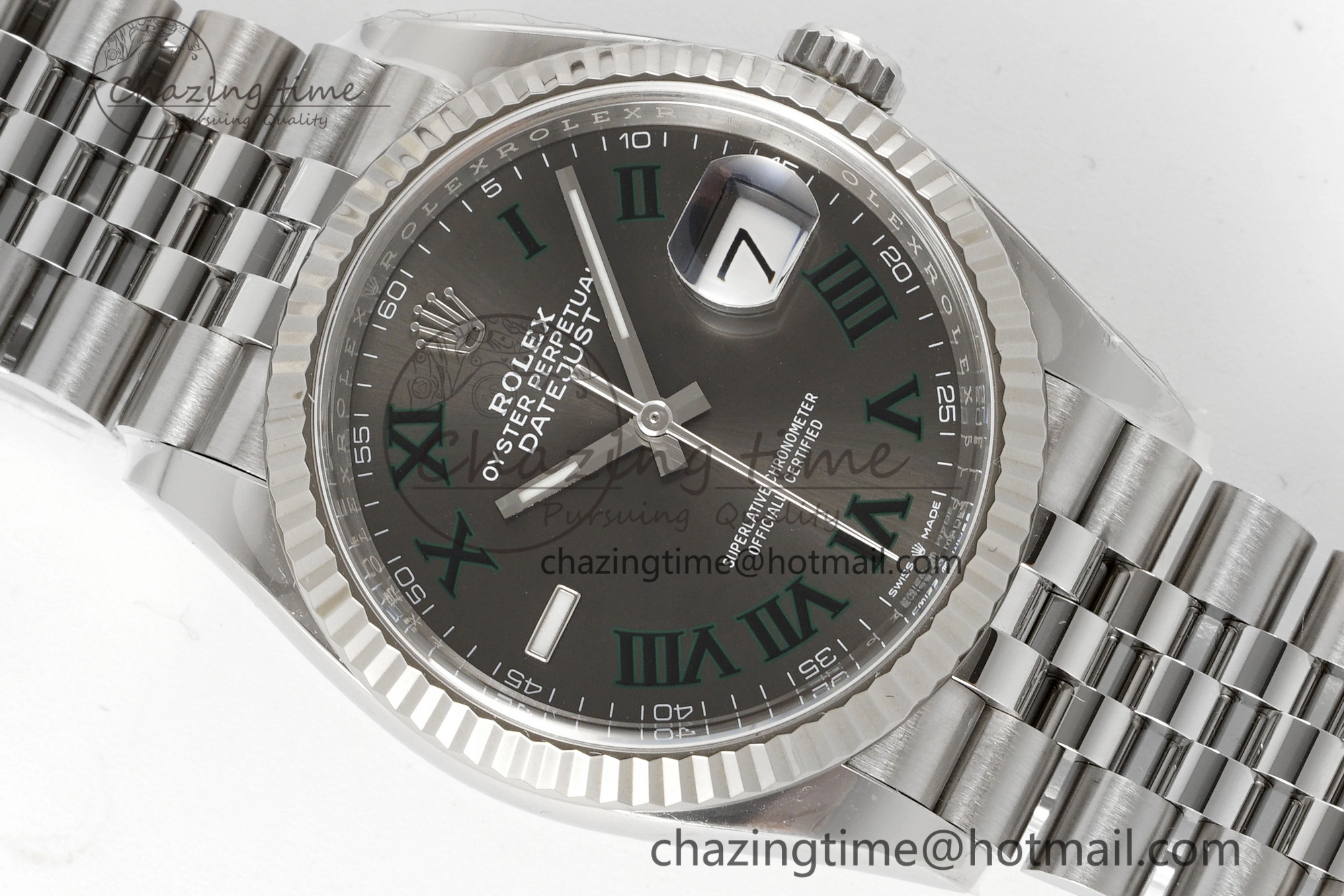DateJust 36 126234 Clean 1:1 Best Edition 904L Steel Gray Dial Green Roman Markers on Jubilee Bracelet VR3235
