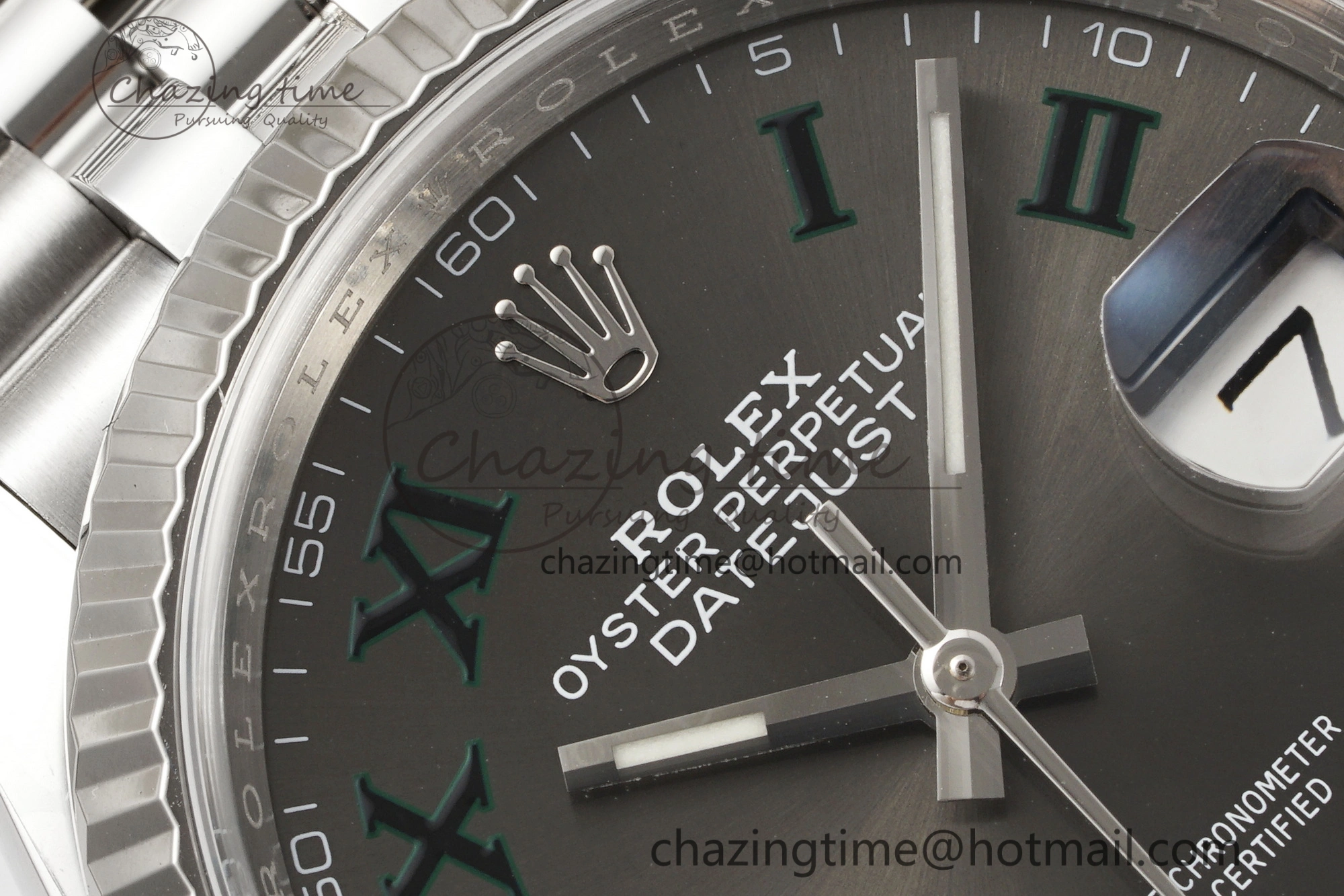 DateJust 36 126234 Clean 1:1 Best Edition 904L Steel Gray Dial Green Roman Markers on Jubilee Bracelet VR3235