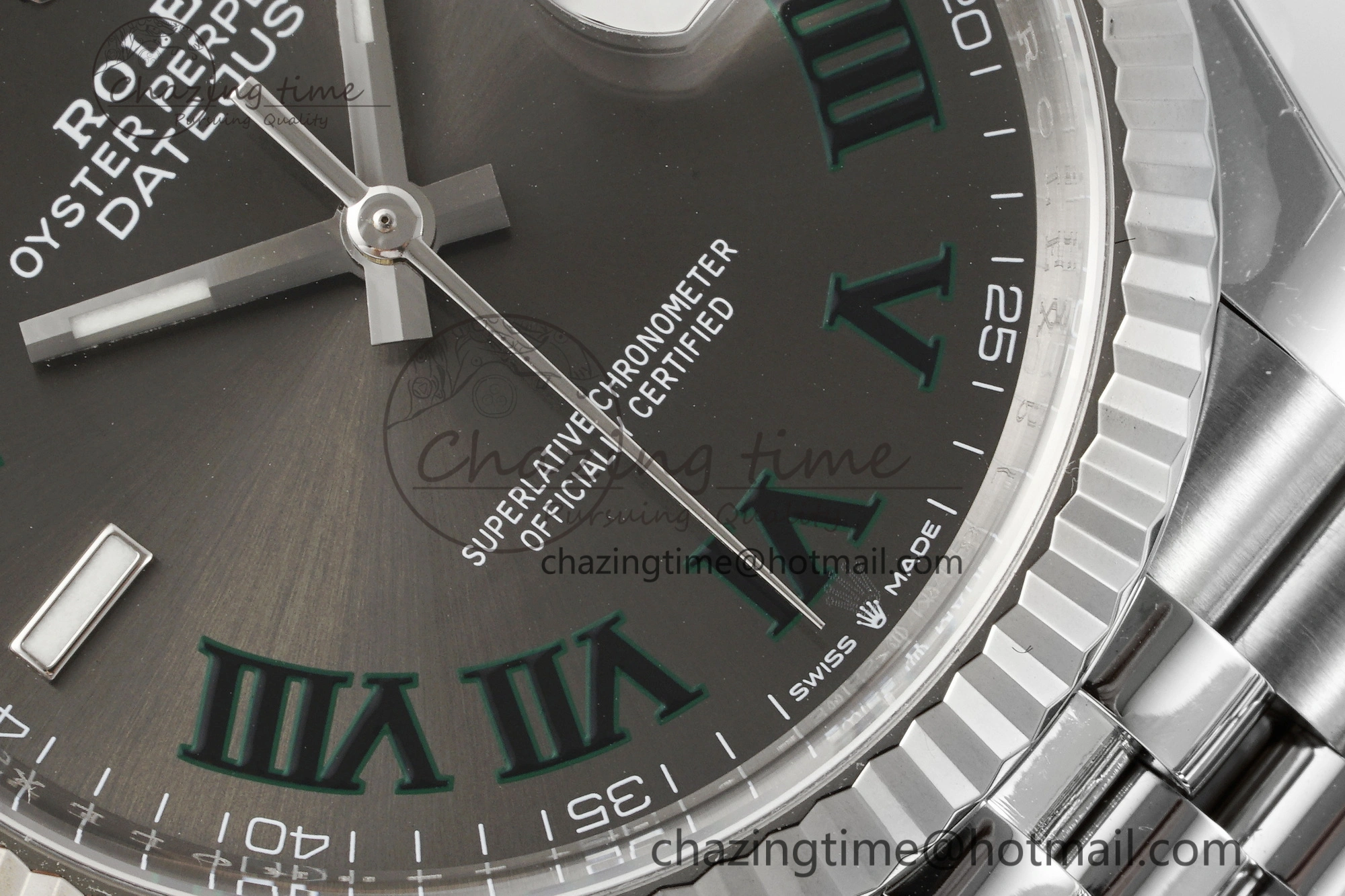 DateJust 36 126234 Clean 1:1 Best Edition 904L Steel Gray Dial Green Roman Markers on Jubilee Bracelet VR3235