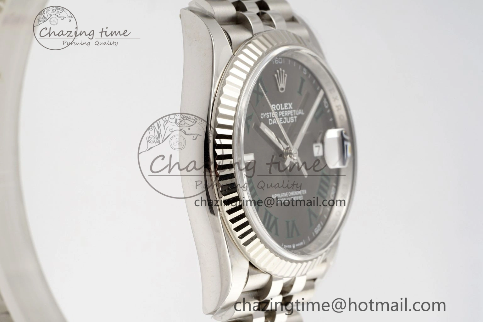 DateJust 36 126234 Clean 1:1 Best Edition 904L Steel Gray Dial Green Roman Markers on Jubilee Bracelet VR3235