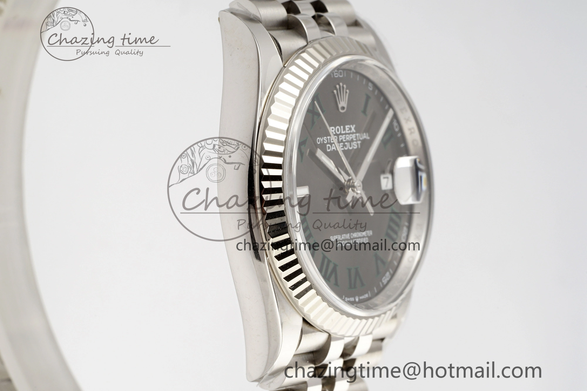 DateJust 36 126234 Clean 1:1 Best Edition 904L Steel Gray Dial Green Roman Markers on Jubilee Bracelet VR3235
